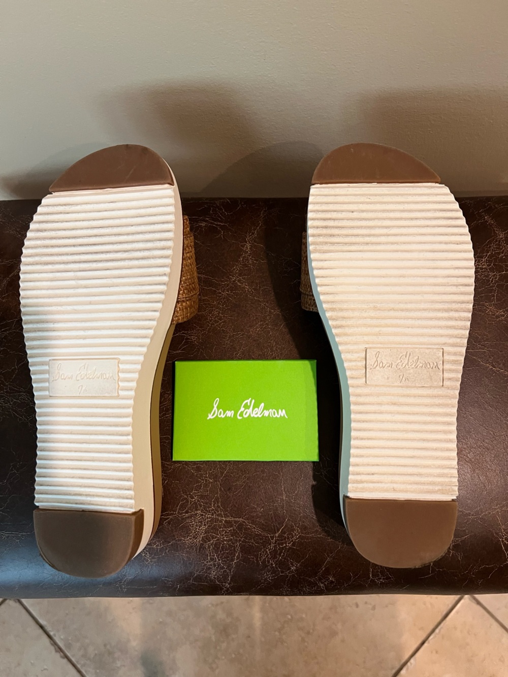 Sam Edelman Brown Woven Buckle Slide Sandals - Picture 5 of 7